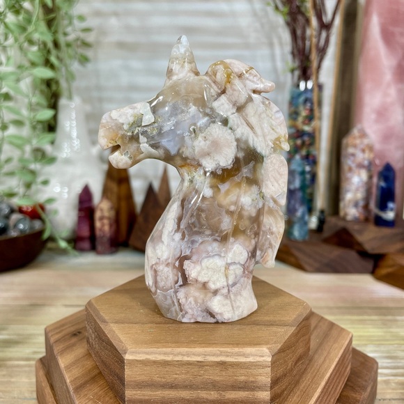 0956 Flower Agate Crystal Unicorn Carving - Picture 10 of 10
